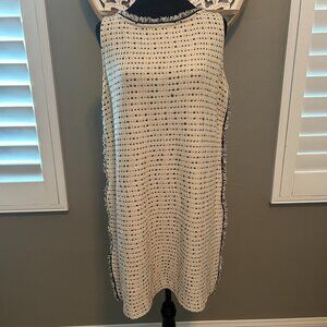 St John Knit Black & Tan Multi Zip Sleeveless Midi Dress SZ10 Classic Old Money